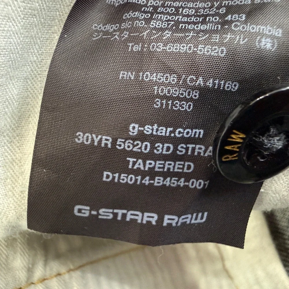 G Star Raw 30 Y Jeans Dark Wash Moto Double Knee Leather Trim Men's Size‎ 32x28